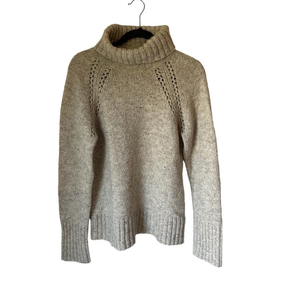 Ann Taylor LOFT Wool Mohair Beige Turtleneck Sweater Size Large - Picture 1 of 8